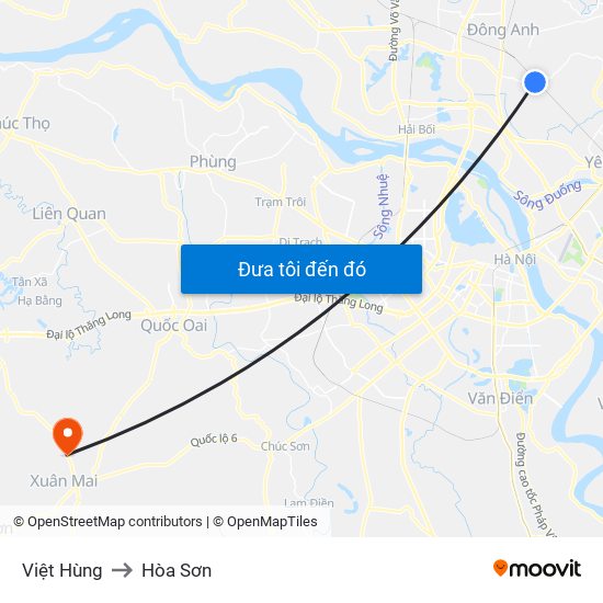 Việt Hùng to Hòa Sơn map