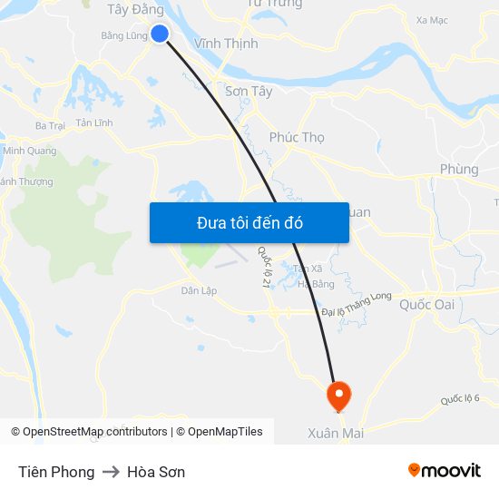 Tiên Phong to Hòa Sơn map