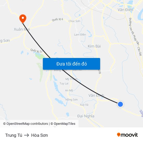 Trung Tú to Hòa Sơn map