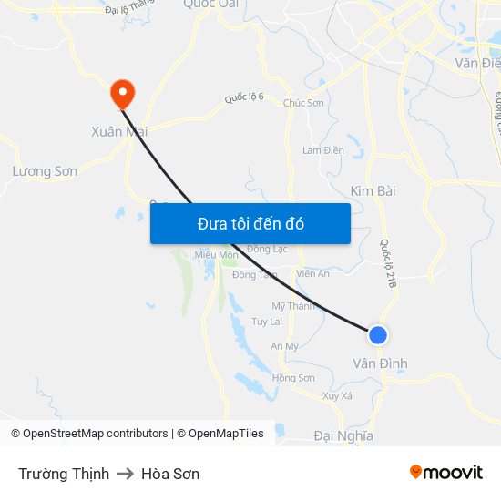 Trường Thịnh to Hòa Sơn map