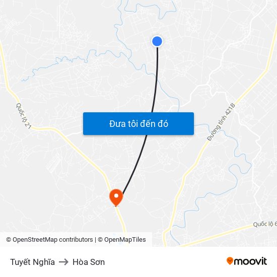 Tuyết Nghĩa to Hòa Sơn map