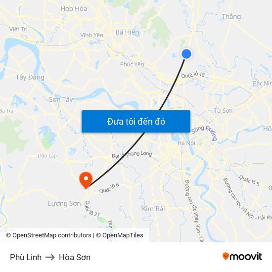 Phù Linh to Hòa Sơn map