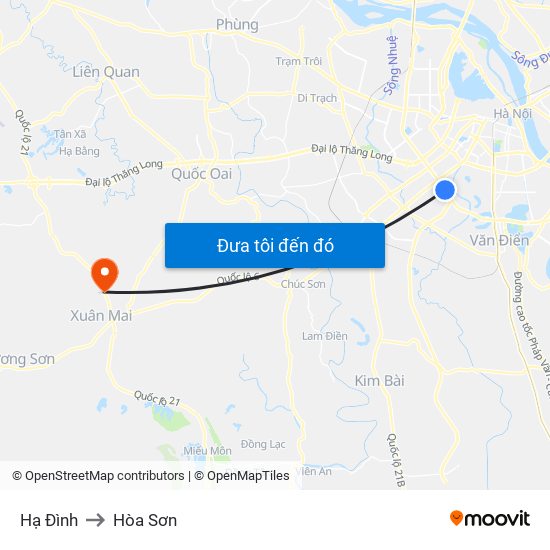 Hạ Đình to Hòa Sơn map