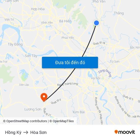 Hồng Kỳ to Hòa Sơn map