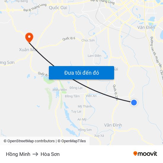 Hồng Minh to Hòa Sơn map