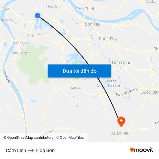 Cẩm Lĩnh to Hòa Sơn map