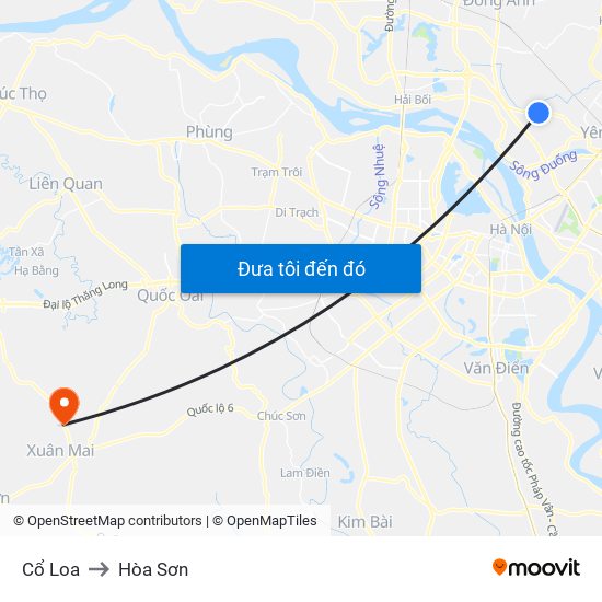 Cổ Loa to Hòa Sơn map