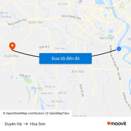 Duyên Hà to Hòa Sơn map