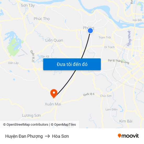Huyện Đan Phượng to Hòa Sơn map