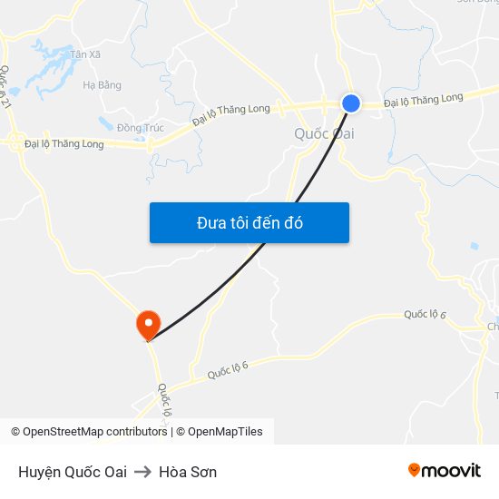 Huyện Quốc Oai to Hòa Sơn map