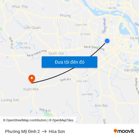 Phường Mỹ Đình 2 to Hòa Sơn map