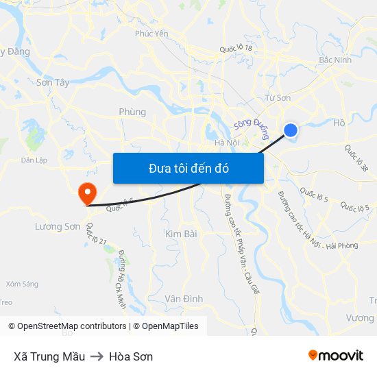Xã Trung Mầu to Hòa Sơn map