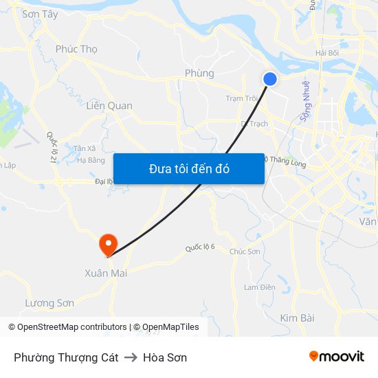 Phường Thượng Cát to Hòa Sơn map