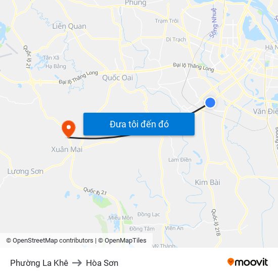 Phường La Khê to Hòa Sơn map