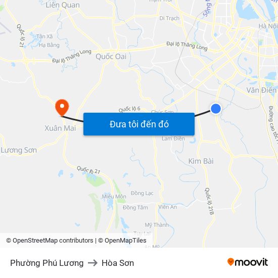 Phường Phú Lương to Hòa Sơn map