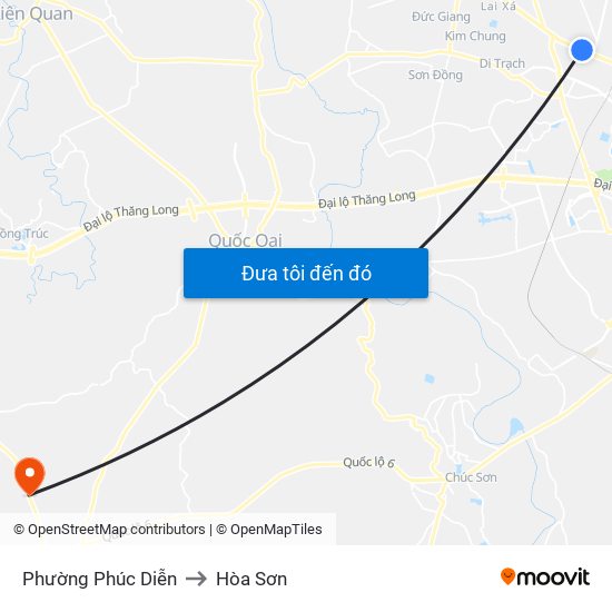 Phường Phúc Diễn to Hòa Sơn map