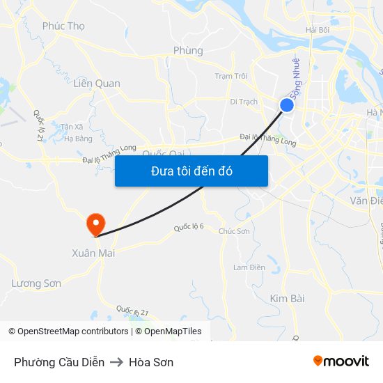 Phường Cầu Diễn to Hòa Sơn map
