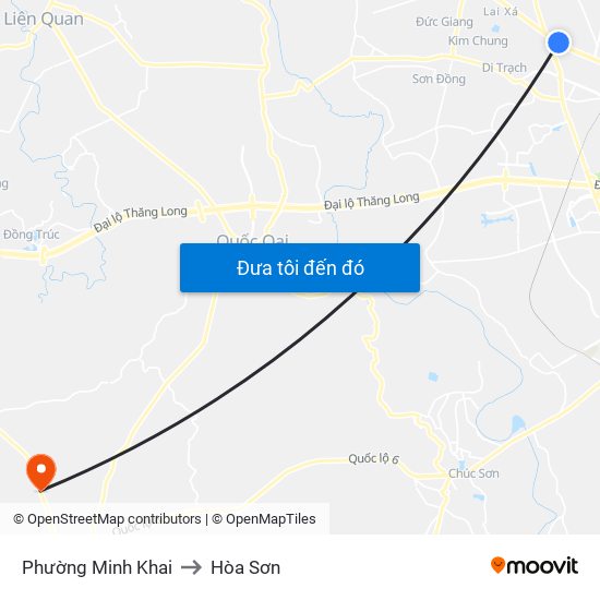 Phường Minh Khai to Hòa Sơn map