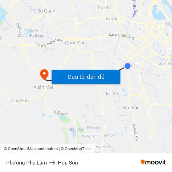 Phường Phú Lãm to Hòa Sơn map