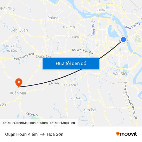 Quận Hoàn Kiếm to Hòa Sơn map