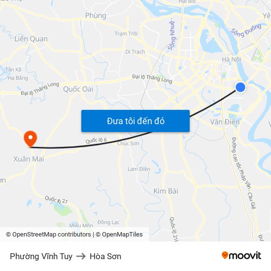 Phường Vĩnh Tuy to Hòa Sơn map