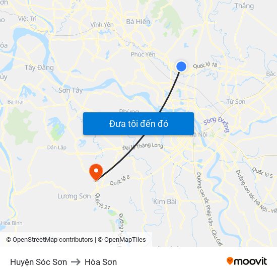 Huyện Sóc Sơn to Hòa Sơn map