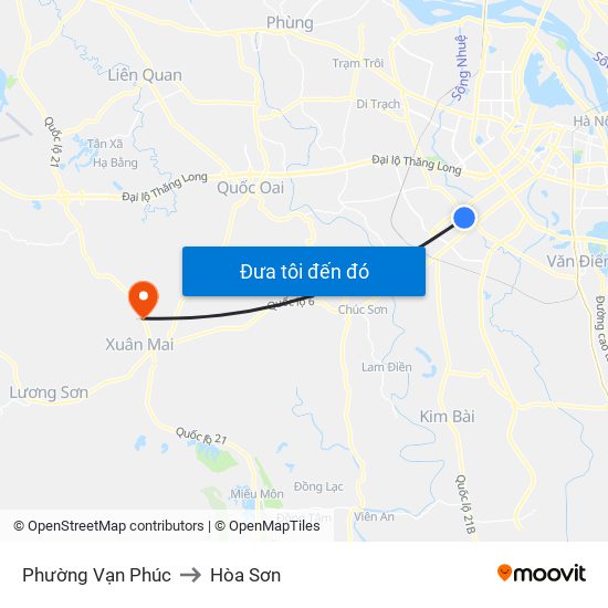 Phường Vạn Phúc to Hòa Sơn map