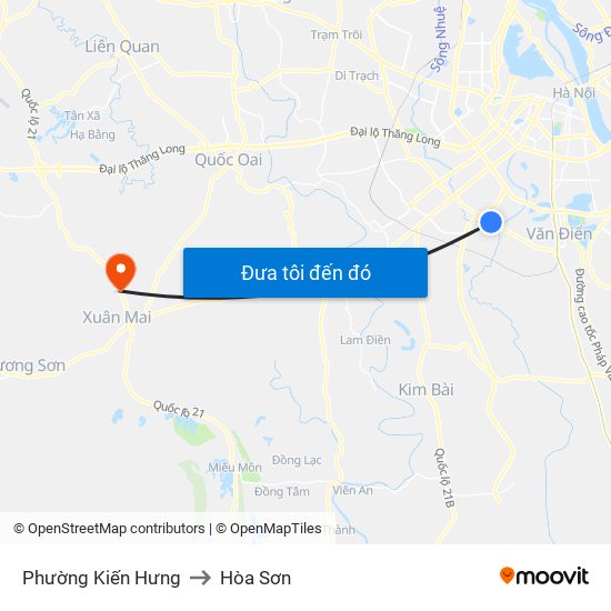 Phường Kiến Hưng to Hòa Sơn map