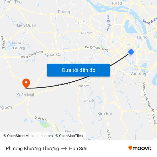 Phường Khương Thượng to Hòa Sơn map
