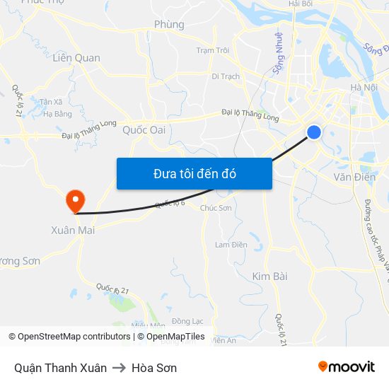 Quận Thanh Xuân to Hòa Sơn map