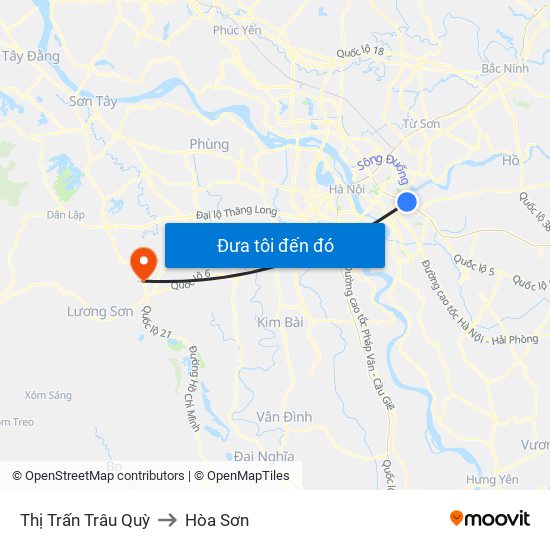 Thị Trấn Trâu Quỳ to Hòa Sơn map