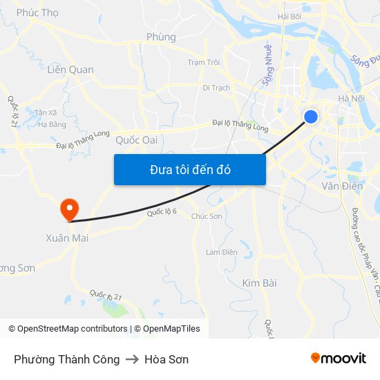 Phường Thành Công to Hòa Sơn map