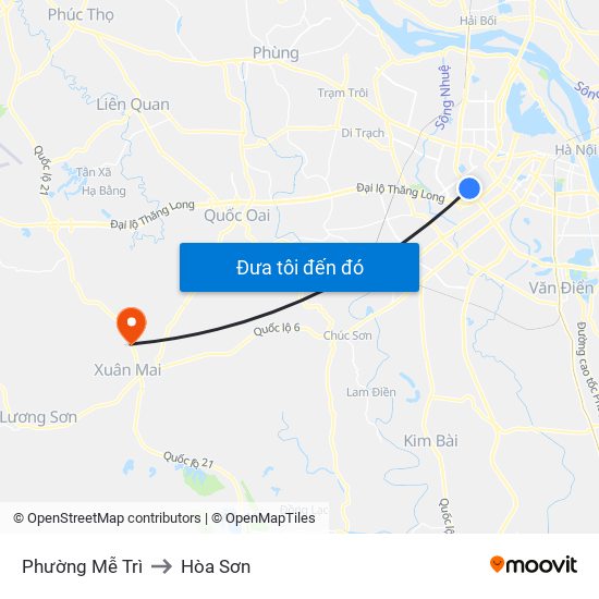 Phường Mễ Trì to Hòa Sơn map