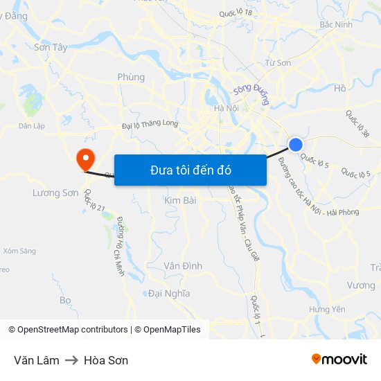 Văn Lâm to Hòa Sơn map