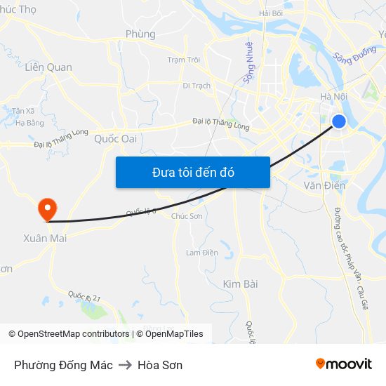 Phường Đống Mác to Hòa Sơn map