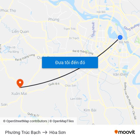 Phường Trúc Bạch to Hòa Sơn map