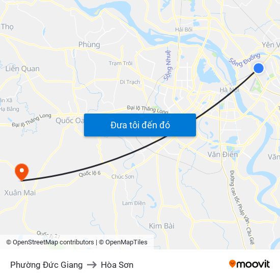 Phường Đức Giang to Hòa Sơn map