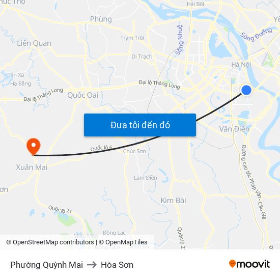 Phường Quỳnh Mai to Hòa Sơn map