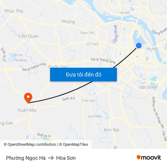 Phường Ngọc Hà to Hòa Sơn map