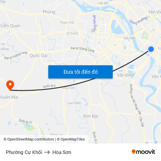 Phường Cự Khối to Hòa Sơn map