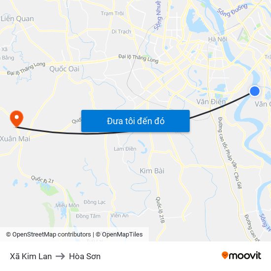 Xã Kim Lan to Hòa Sơn map