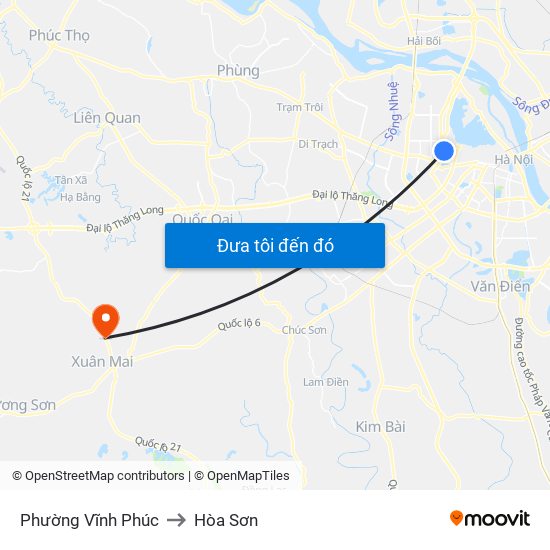 Phường Vĩnh Phúc to Hòa Sơn map