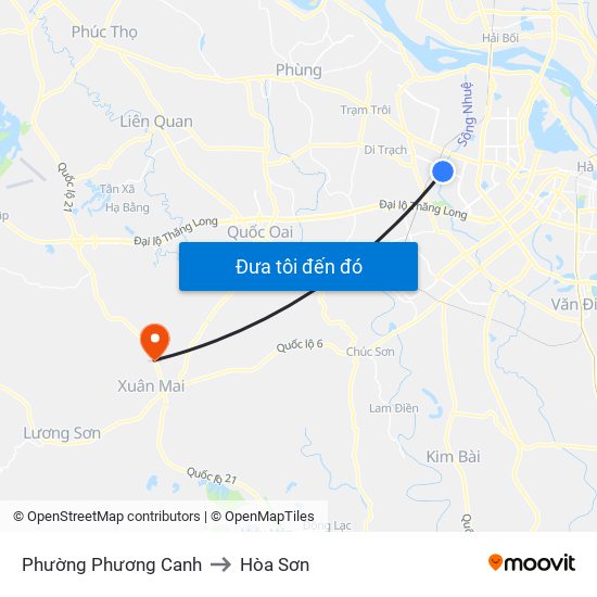 Phường Phương Canh to Hòa Sơn map