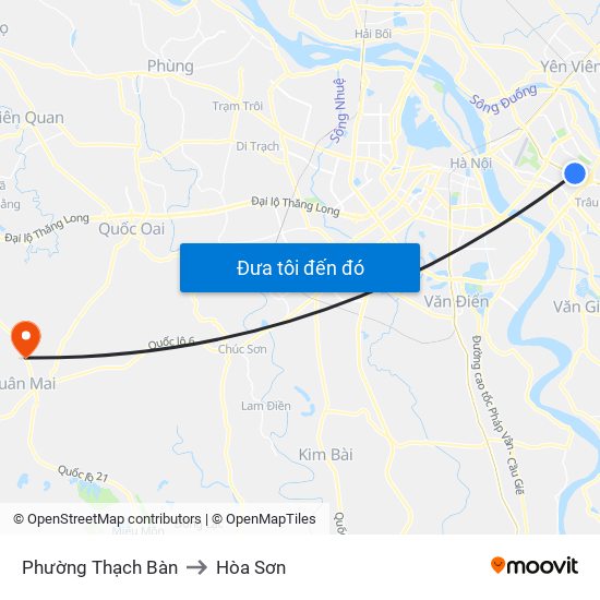 Phường Thạch Bàn to Hòa Sơn map
