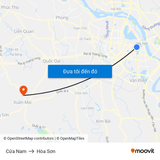 Cửa Nam to Hòa Sơn map