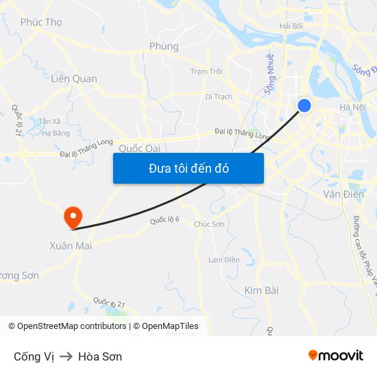 Cống Vị to Hòa Sơn map