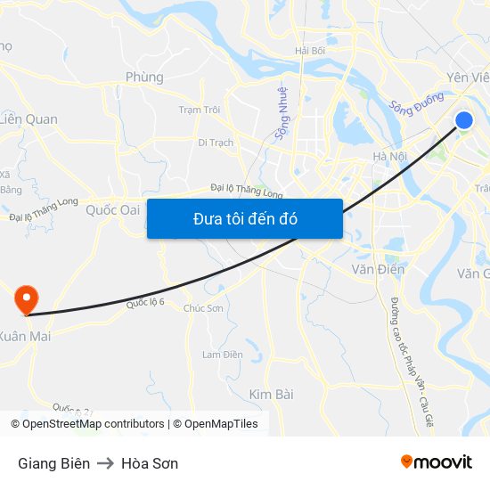 Giang Biên to Hòa Sơn map