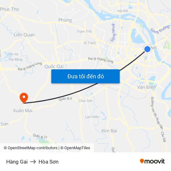 Hàng Gai to Hòa Sơn map