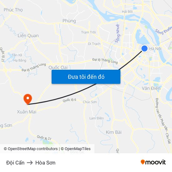 Đội Cấn to Hòa Sơn map