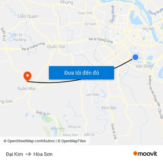 Đại Kim to Hòa Sơn map